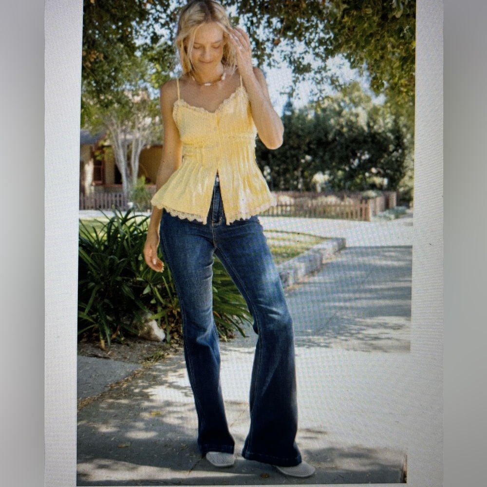 Judy Blue Los Angeles Medium Blue Washed Whiskered Denim Jeans Flare Fit 16W